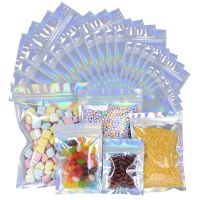 【CW】▩✎○  20Pcs Iridescent Plastic Zip Lock With Window Up Resealable Grip Ziplock Pouches Food