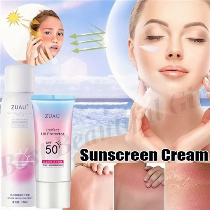 Zuau Whitening Sunscreen Cream Spf 50 Waterproof Sweatproof Long Lasting Sunblock Moisturizer 9285