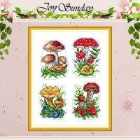 【hot】▥  Coloured Mushrooms Patterns Counted Set Wholesale 11CT 14CT Stamped DMC Cross-stitch Embroidery Needlework