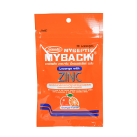 รุ่นใหม่ ซองซิป 20 เม็ด พกพาสะดวก ลูกอม เม็ดอม Myseptic Mybacin Zinc Lozeng Orange รสส้ม มายบาซิน ซิงค์ ซอง 20 เม็ด