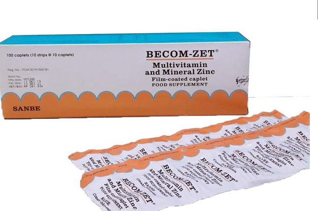 BECOM ZET Per STRIP ISI 10 KAPLET VITAMIN C 750mg MULTIVITAMIN VIT B ...