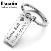 【hot】 Custom Engraved Keychain Car Logo Name Personalized Anti-lost Keyring Chain P009