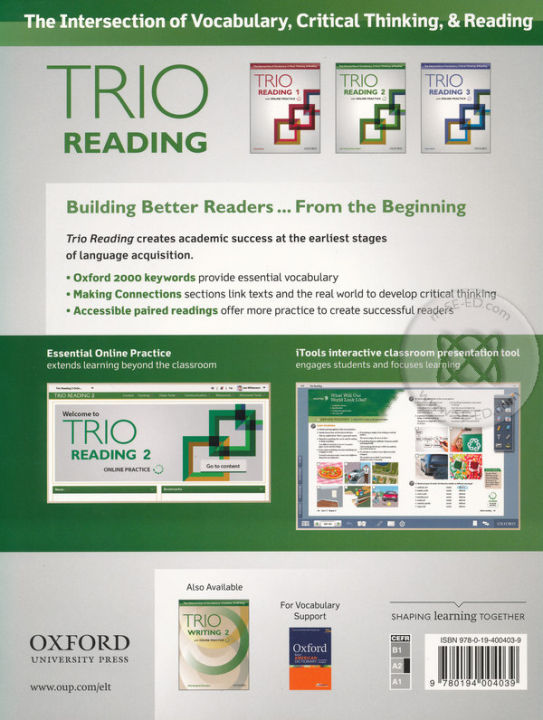 bundanjai-หนังสือคู่มือเรียนสอบ-trio-reading-2-students-book-online-practice-p