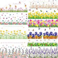 【CC】▫  Baseboard Cover Wall Decal Stickers Flowers Vinyl Murals for Window Glass Bedroom