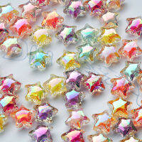 [Lady Sugar]100ชิ้นลูกปัดอะคริลิกเม็ดห้าแฉกลูกปัดสีรุ้งใสสำหรับทำเครื่องประดับ DIY เครื่องประดับลดราคา