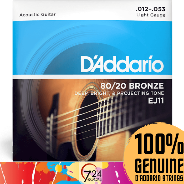 D'Addario Guitar Strings - Acoustic - EJ11 Light 12-53 80/20 Bronze