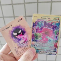 【LZ】 2023 Pokemon Metal Cards Letters Spanish Charizard Pikachu Gengar Mewtwo Shiny Iron Pokémon GX Vmax EX Game Children Toys