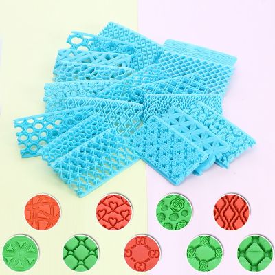 Pottery Embossing Mold Polymer Clay Stamp Flower Diamond Printing Mold DIY Ceramic Texture Mud Sculpture Cake Modeling Tool Health Accessories