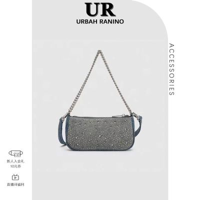❡◊ UR womens bag 2023 new denim armpit niche retro high-end hot girl hot diamond single-shoulder messenger handbag