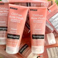 Neutrogena Oil-Free Acne Wash Pink Grapefruit Foaming Scrub  นูโทรจีนา โฟมมิ่ง สครับ สำหรับผิวเป็นสิวง่าย 198 ml.