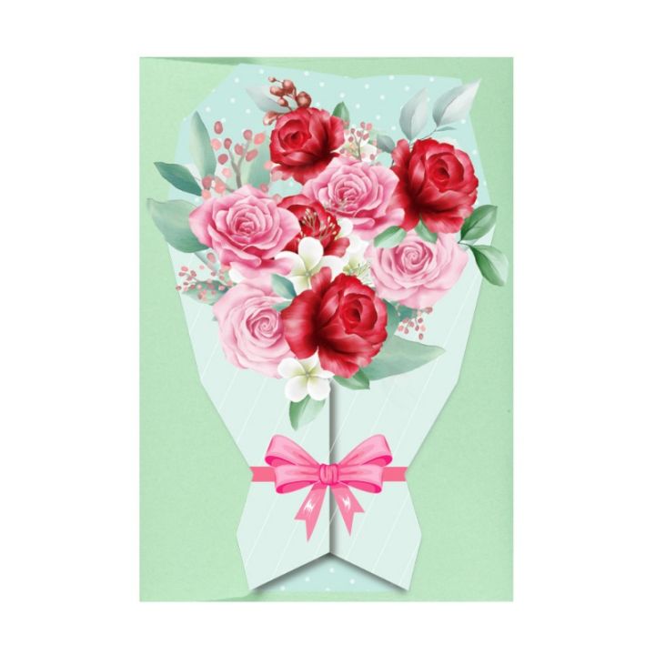 1ชิ้นการ์ดพร้อมกับซองขอบคุณบัตรอวยพรพรส่งของขวัญวันเกิดวันวาเลนไทน์ช่อดอกไม้สร้างสรรค์แฟนสาว