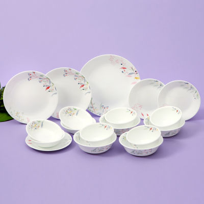 Corelle Monteverde San Jose ชามและจานเซรามิก 18 ชิ้น อาหารเย็น เครื่องล้างจาน ตู้เซฟ