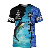 2023 Fishing Harajuku Summer 3D Printing Round Neck Shirt Street T-Shirt Hipster Beautiful Pike Fishing Art Short Sleeve Clothing