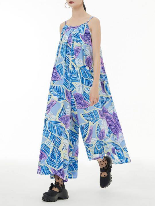 xitao-jumpsuit-loose-casual-women-print-wide-leg-jumpsuit