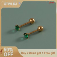 【XTWLKJ】 1คู่สีเขียว tragus STUD กลมเล็กตุ้มเจาะกระดูกอ่อนแกนเกลียวเครื่องประดับ CZ barbell เจาะต่างหู