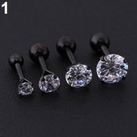 Men Women Rhinestone Cartilage Tragus Bar Helix Upper Ear Earring Stud Jewelry