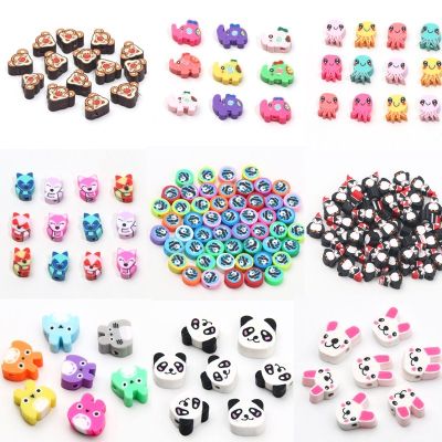 【CW】✧■  20/50pcs Cartoon Polymer Clay Beads Spacer for Jewelry Making Keychain Necklace Accessories