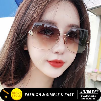 ❈ LJ8.27 【พร้อมสต็อก】COD แว่นตากันแดดแฟชั่นเกาหลีสำหรับผู้หญิงแว่นตากันแดดสำหรับผู้หญิงแว่นตา Frameless ขนาดใหญ่