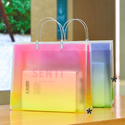 Frosted Eco Tote Storage Bag Clothing Bag Waterproof Bag Gradient Color Tote Shopping Bag Tote