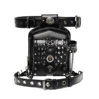 Steampunk เอว Fanny Pack Gothic หนังไหล่ Crossbody Messenger กระเป๋าขาต้นขาสะโพก Holster กระเป๋า