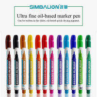 Simbalion 800 ปากกามาร์คเกอร์สูตรน้ำมันละเอียดพิเศษ 0.5 มม. หมึกแอลกอฮอล์พื้นฐาน 12 สี มาร์คถาวรบนกระดาษ/ไม้/ผ้า/โลหะ/แก้ว-czechao