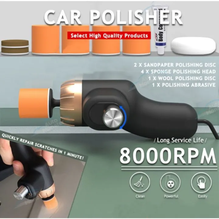 MESIN POLISH KERETA 8000RPM MINI CAR POLISH MACHINE Electric Polisher