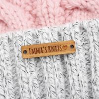 Wooden labels knit labels Handmade custom engraving Logo or Text，Personalized Brand Name Tags (WD3161)