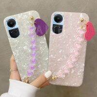 เคสสมาร์ทโฟนสินค้าใหม่สำหรับ OPPO Reno10 Pro + Reno 10 8 Pro 5G 2023ปลอกอ่อนมีลวดลายผิวนอกเป็นประกายพร้อมด้วยสร้อยข้อมือป้องกันรอบด้านเคสโทรศัพท์ OPPO Reno10Pro Plus