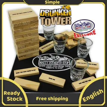 Homeware Deluxe Drunken' Tower The Grab A Piece Adult Party Game with  Exclusive Matty's Toy Stop Storage Bag - Adult Party Game