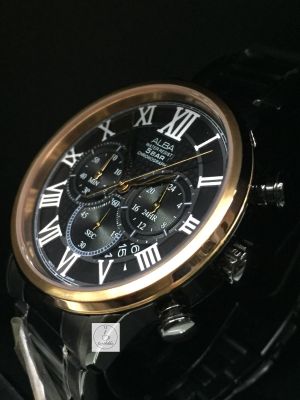นาฬิกาข้อมือผู้ชาย ALBA รุ่น AT3432X1 จับเวลาได้ Chronograph ตัวเรือนและสายนาฬิกาสแตนเลสสีดำ