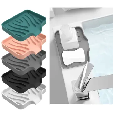 Silicone Soap Holder Tray Soap Dish Box Drain for Bathroom Kitchen  Self-draining