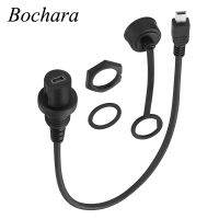 Bochara USB Mini 5Pin Male to Female Dashboard Flush Panel Mount Extension Cable For Car Truck Boat Motorcycle 30cm