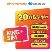 Sim 4G VIETNAMOBILE KING PLUS Data 20GB Ngày