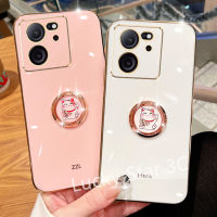 เคสใหม่สำหรับ Xiaomi 13T 13T Pro 5G เคส Phone Case โทรศัพท์ TPU แบบน่มขอบตรงพร้อมฝาหลังเคสโทรศัพท์แบบตั้งได้ลูกแมวน่ารัก