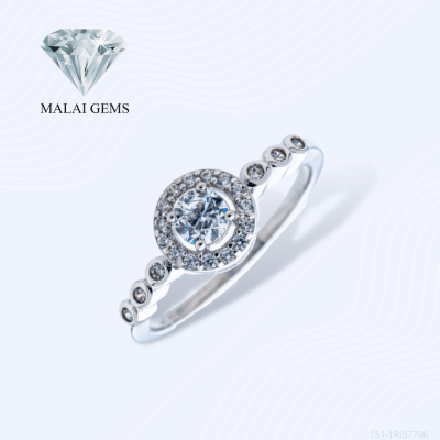 Malai Gems แหวนเพชร เงินแท้ 925 เคลือบทองคำขาว ประดับเพชรสวิส CZ รุ่น151-1RI57796 แถมกล่อง แหวนเงินแท้ แหวนเงิน