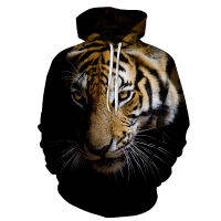 Tiger 3D พิมพ์เสื้อผู้ชายหลวมน้ำหนักเบา Pullover Hoodies Unisex แขนยาว Outwear กับ Pockets