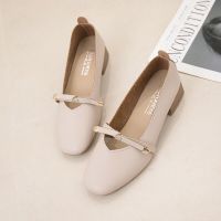 READY STOCK Ladies Flat Shoes Low Heel Shallow Rough Heel Shoes