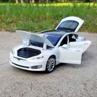 A132 Tesla รุ่น S โลหะ Die Cast รถของเล่นสำหรับเด็กคอลเลกชันดึงกลับรถรุ่น Sound Light Boy ของขวัญยานพาหนะ ToyM