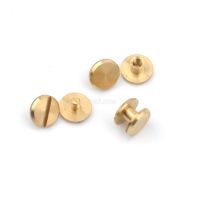 DIY 60sets/lot 9x9x4 flat double cap Brass screw rivets knob leather craft stud rivets round raw color free shipping ZD034