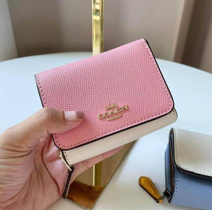 Original Coach Small Trifold Wallet In Colorblock 2923 - Pink | Lazada PH