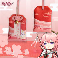 Genshin ผลกระทบอะนิเมะ Yae Miko Childe สร้างสรรค์เย็บปักถักร้อยอธิษฐานฟอร์จูน Omamori จี้โชคดีพระเครื่องกิโมโนอธิษฐานของขวัญ