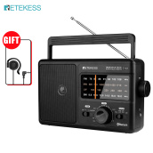 Retekess Radio Sóng Ngắn TR626 AM FM LW, Máy Thu Radio Băng Tần Thế Giới, Radio Để Bàn Di Động Có Bluetooth, Phù Hợp 220V Cho Gia Đình (Màu Đen)