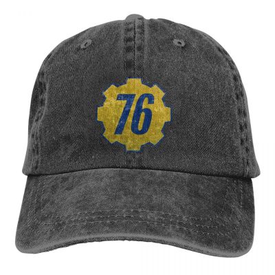 Vault 76 Distressed Baseball Caps Peaked Cap Fallout Shelter Resident Strategy Game Sun Shade Hats for Men Women