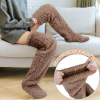 Womens Winter Warm Socks Knee Long Leg Warmers High Plus Size Fuzzy Hot Woolen Sleep Bottoms Sleeping New Year Thighs Long Cute