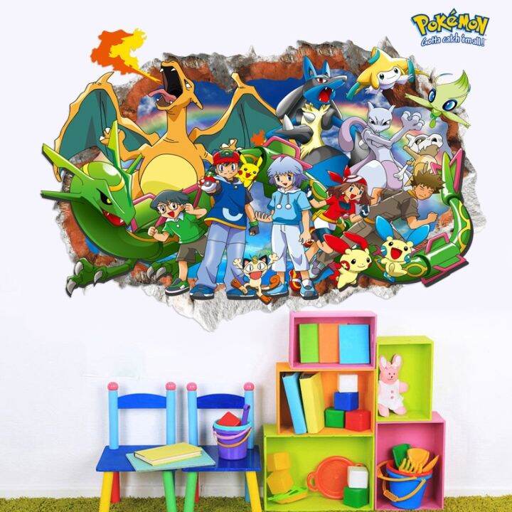 24-home-accessories-ภาพอนิเมะโปเกมอน-pikachu-charizard-pvc-สติกเกอร์ติดผนัง3d-วอลล์เปเปอร์ห้องเด็กห้องนอนห้องนั่งเล่นโรงเรียนอนุบาล-kado-ulang-tahun