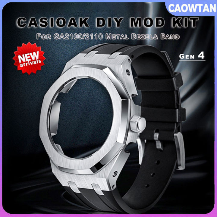 casioak-สำหรับ-casio-ga2100-gmas2100-gen4-gen5ชุดชุดแท่งรุ่น4th-ปรับ-tali-jam-tangan-karet-ga-2100สายกล่องโลหะเหล็กเต็มรูปแบบ