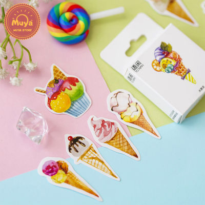 MUYA 50 Pcs/Box Ice Cream Stickers for Journal Cute Summer Stickers for Diary Scrapbooking