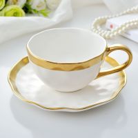 Luxury Designer White Porcelain Coffee Cup with Plate Small Drinkware Coffee Cup Saucer Breakfast Xicara Espresso Cups ED50BD