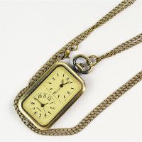 hot style rectangular dual movement pocket watch necklace sweater chain retro 8010