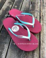 พื้นชมพู หูสีฟ้า สายเล็ก Pink Blue Slim Hippo shoe รองเท้าแตะฮิปโป   No.36-37-38-39-40